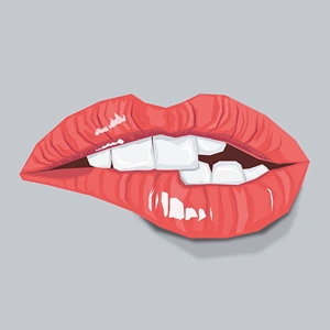 Sketch of woman's lips with lipstick