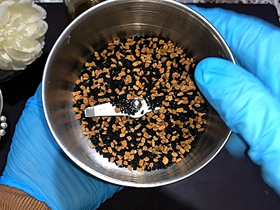 The seeds before partial grinding. DIY fenugreek and black seed serum