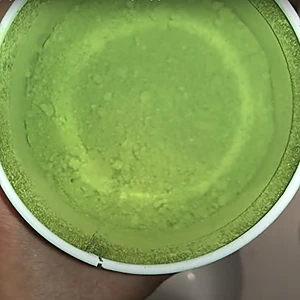 The vibrant green color of the matcha tea