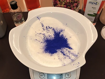 DIY Rose Scrub - Add blue nila powder