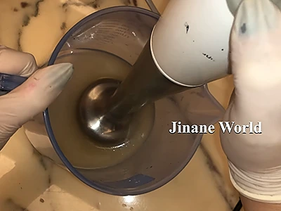 DIY Coconut Soap - Using an electric mixer to mix the final soap mix