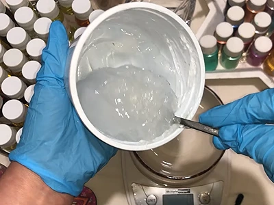 DIY Gel Scrub - Adding the aloe vera gel