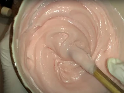 DIY Rose Body Butter. After mixing the oil color