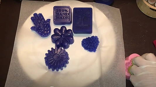 DIY Blue Nila Soap - We took the soaps out of the molds