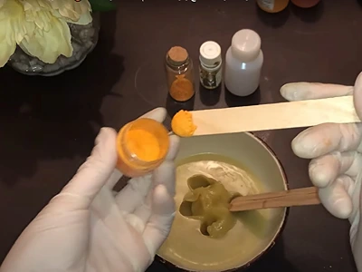 Make Your Own Orange Body Butter. Add mica color powder