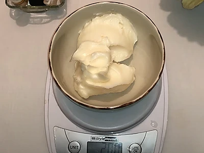 DIY Rose Body Butter. Measured shea butter
