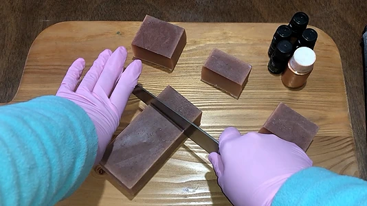 Red clay soap recipe. Cut the soap to the size you want