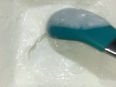 DIY Foaming Bath Butter. This is the texture after the first manual mixing