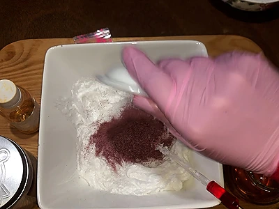 DIY Rose Creamy Soap. Add rose powder