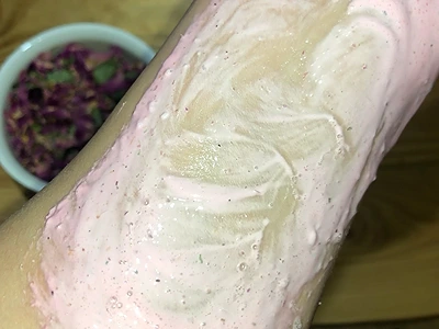 DIY Rose Creamy Soap. After about 30m, lather it with water