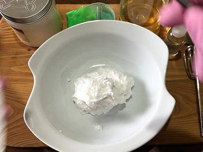 DIY Matcha Creamy Soap. Add foaming bath butter base