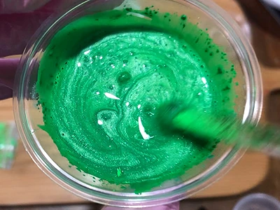 DIY Matcha Creamy Soap. Vibrant green