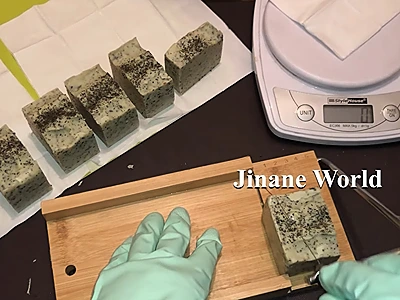 DIY Cold Process Green Tea Soap. Cut the soap into appropriate bar sizes