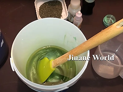 DIY Cold Process Green Tea Soap. Mix the color