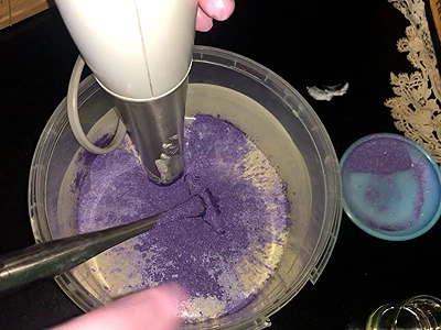 DIY Cold Process Lavender Soap. Add purple mica color