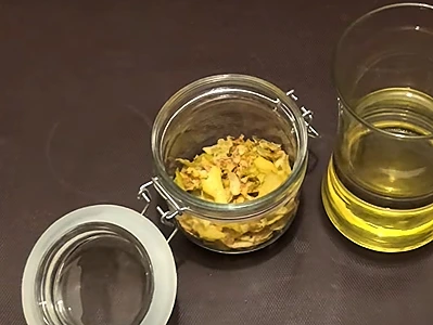 DIY Lemon Peel Carrier Oil. Put the dried lemon peel in a container