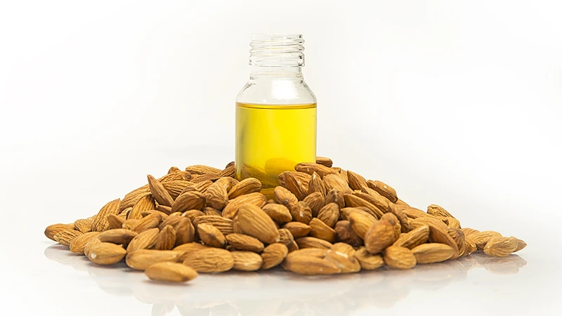 Sweet Almond Oil for DIY Skincare. Almond nuts and oil