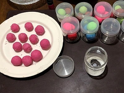 DIY Korean Candy Scrub. Scrub balls. The 4 larger balls are from a separate mix