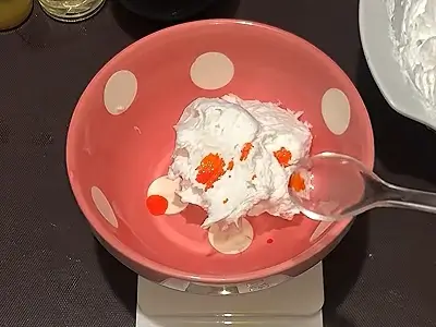 DIY Orange Creamy Soap. Add 1 or 2 drops of food coloring
