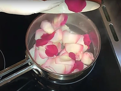 DIY Rose Face Toner. Add the petals to the heated water