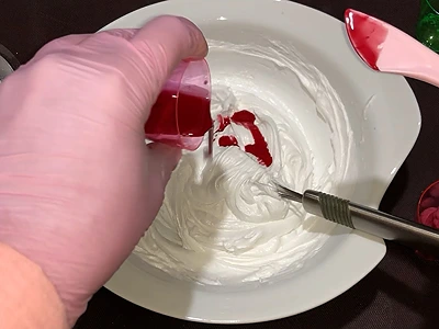 DIY Strawberry Scented Body Scrub. Add the color mixture