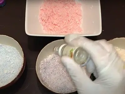DIY Bath Bubbles Powder. Add fragrance oil to each part