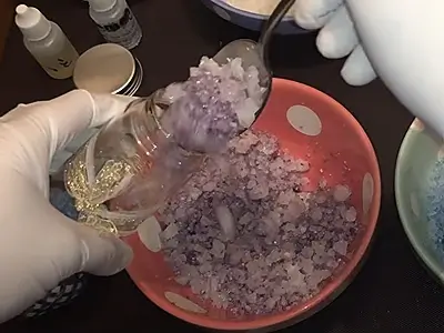 DIY Detox Bath Salts. Layer of purple