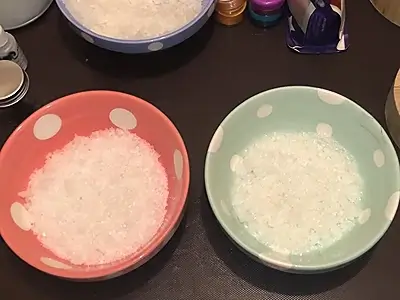 DIY Detox Bath Salts. Split the contents into two parts