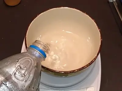 DIY Light Body Lotion. In a separate bowl, pour distilled water