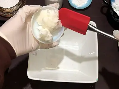 DIY Solid Scrub Bar. In a separate bowl, put shea butter