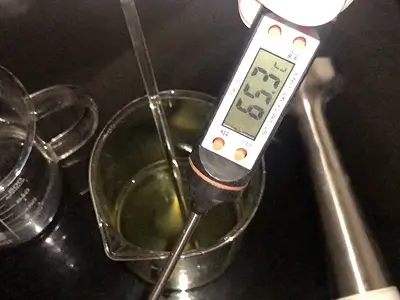 DIY Cream Base for Face. The oil phase is at the proper temperature