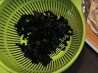 DIY Natural Activated Charcoal. After soaking for 24 hours, pour the contents into the sieve