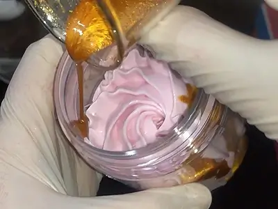 Moisturizing DIY Emulsified Body Butter Recipe. Add some golden solution around the inner surface